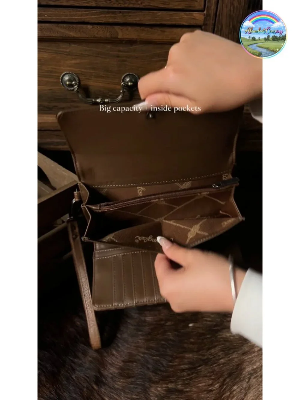 Women's Trifold Wristlet Wallet with Wrist Strap, RFID Blocking, Vegan Leather,